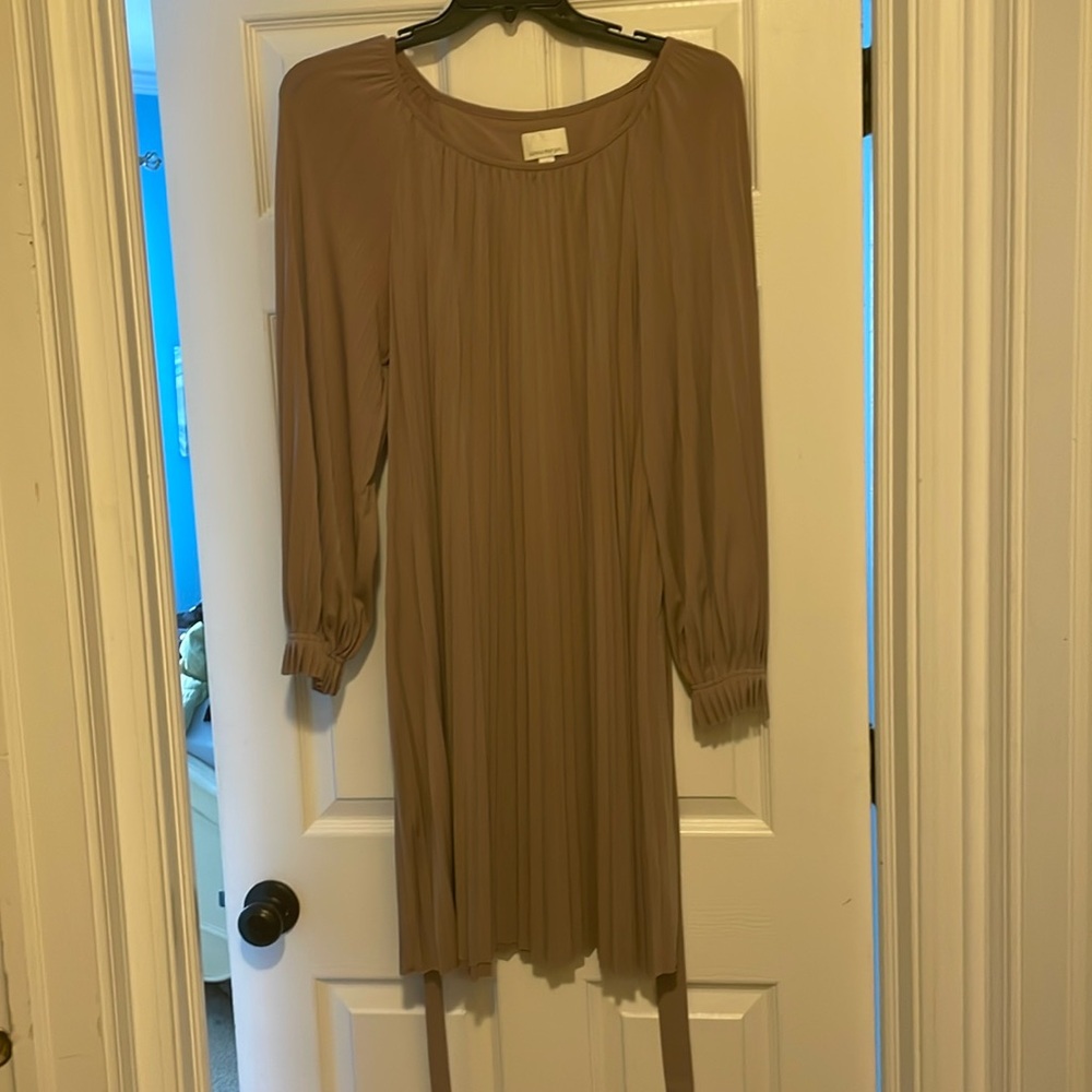 Beige Pleated Dress